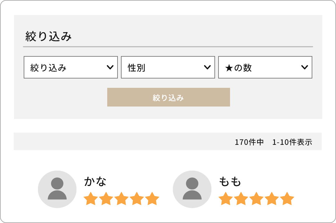 レビュー絞り込み表示例
